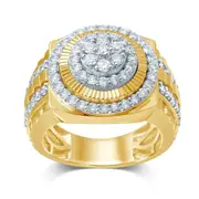 Bevilles Men's Fancy Ring with 1.50ct of Diamonds in 9kt Yellow Gold
