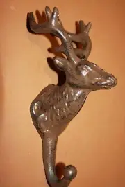 Deer Hunter Bathroom Decor Cast Iron Deer Head Bath towel wall hooks, W-41