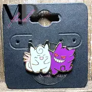 Pokemon Hard Enamel Pin Gengar & Clefable "Friends Can Come in Unexpected Forms"