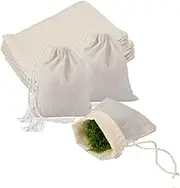 Cotton Muslin Drawstring Bags, 50 Pack Small Cotton Bags Reusable Mesh Bag for Coffee Loose Tea Fliter, Herbs, Spices, Soap Packaging 10 * 8 cm