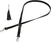 VanEnjoy Full Grain Leather Adjustable Replacement Strap Cross Body Bag Purse, 26-51 inch Gold Hardware - 1.8 CM Width (Black-Silver Metal with Tasse) (4# Black-Gold Buckles with Tassel)