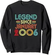 [X.Style] 17th Birthday Legend Since January 2006 Retro 17 Yrs Old Sweatshirt ds374 Sweater (XL) Black