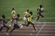 Olympics Trinidad and Tobago Hasely Crawford in action winning rac- Old Photo