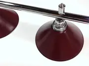 Pool Snooker Billiard Table Lighting - LARGE Chrome Light (4 x Burgundy Shades)