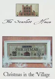 Cross Stitch Christmas Village Scarlett House PRIMITIVE Winter Church