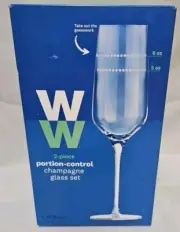 Weight Watchers Portion Control Champagne Glass 2-Piece Set NIB Made In USA