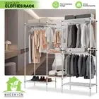 Metal Garment Rack Shoe Storage Shelf Adjustable Corner Closet Organizer Clothes