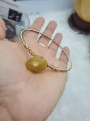 Handmade copper wrapped yellow agate bangle bracelet