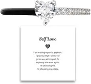[Ellie Grace Jewellery] Self Love Black Enamel Ring Adjustable Silver Black