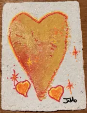 “Warm Love” 1 of 1 Original by “JaMo” Acrylic mixed Medium on paper 5" x 7"
