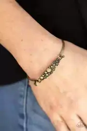 Paparazzi "Bubbling Whimsy" Brass Bangle Bracelet w Topaz Rhinestones