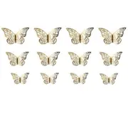 Wallpaper Decals 12Pcs Hollow 3D Butterfly Stickers Removable Set Wall Decals & Stickers
