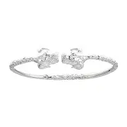Solid .925 Sterling Silver West Indian Bangle with Puppy Ends (ONE) Made in USA