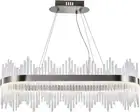 Modern Crystal Chandelier, Oval Crystal Sand Nickel LED Hanging Ceiling Light