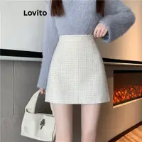 在飛比找蝦皮商城優惠-Lovito 女款休閒素色時尚短裙 LNE36083 (杏色