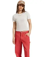 [Brixton] Sheer Knit Short Sleeve Top in White