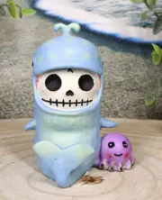 Ebros Furrybones Moby Dick The Whale Skeleton Monster Purple Octopus Figurine