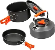 BRIGHTFUFU 1Set Outdoor Camping Cookware Portable Non Stick Cooking Pan Frying Pans and Boiling Pots for People for Outdoor Picnics and Hiking Adventures