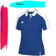 Adidas Women's, Climalite Modern Varsity Polo Collegiate, Blue/White, L