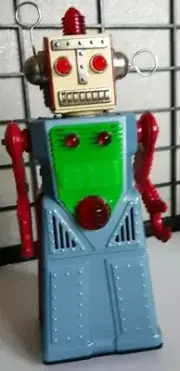 Chief Robotman Robot BLUE Tin Toy Battery Operated Robot