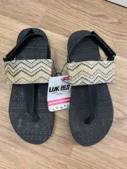 Lukees By Muk Luks Sandals Black Women's Size 10 Vacation