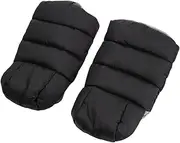 Hohopeti 1 Pair Stroller Warm Gloves Rechargeable Hand Diapers Outdoor Mittens for Boy Hooks Smart Hand Stroller Portable Muff Bag Black Flannel