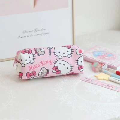 Sanrio Hello Kitty PINK Pencil Case Travel Cosmetic Makeup Toiletry Bag Storage