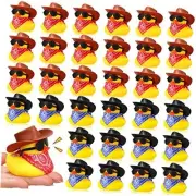 36 Set Cowboy Rubber Duck Mini Yellow Duckies Bath Party Toy Tiny Vintage Style