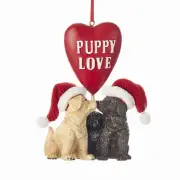 Labradors w/Heart Puppy Love Ornament