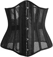 [SWEPER] Women'S Bustier Corset Top - Underbust Corset Steel Boned Body Shaper Woman Sexy Waist Control Breathable Mesh Black Plus Size Corselet Top