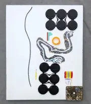 A LEAGUE OF THEIR OWN - White Black Red Abstract Placing Collage Painting Tao-E