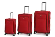 Swiss Luggage Suitcase Super Lightweight with 8 wheels 360 degree rolling SoftCase 3 Pieces Set SN17306A&B&C Red