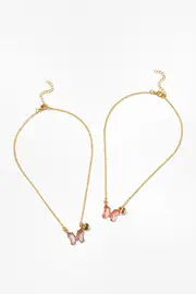 [Cotton On Kids] Cotton On Kids - Kids 2 Pk Necklaces - Butterflies/goldy OS BUTTERFLIES/GOLDY