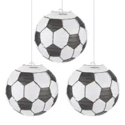 3 Pcs 10" Soccer Paper Lanterns Hanging Chinese/Japanese Decor Black/White