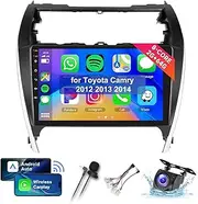 8Core 2G+64G Core for Toyota Camry2012-2014 Android Car Stereo with Wireless Carplay Android Auto, 10.1" HD 1280 * 720P IPS Touchscreen Radio with GPS WiFi DSP Audio Bluetooth 5.0 Backup Camera SWC