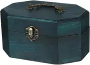 CLISPEED Decorative Wooden Storage Crates Vintage Design Large Capacity Storage Box Handle for Home or Office