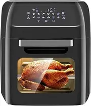 12L Large Air Fryer Oven, 1800W Family Size Digital Air Fryer with Rotisserie, Dehydrator, 12 Presets, 90 Minutes Timer, Preheat & Reheat Oil Less for Fry Roast Bake Grill (21 Recipes)