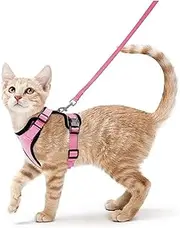 Cat Harness and Leash Set Harness for Cats for Walking Escape Proof Adjustable Small Vest Harnesses,Small Kitten Leash Harness with 1.2 Meters (Pink, S)
