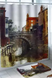Old Town City Venice Canal and Bridge Shower Curtain