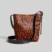 Madewell The Essential Mini Bucket Tote Dark Carob Leopard Print Calf Hair Bag