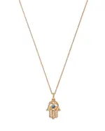 Bloomingdale's Fine Collection Blue Sapphire & Diamond Hamsa Hand Pendant Necklace in 14K Yellow Gold, 17