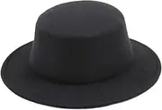 [Wedhapy] Fedora Hats for Women Men Vintage Classic British Style Panama Hat Wide Brim Flat Top Warm Country Gentleman Hat for Autumn Wide Brim Fedora Hats for Men