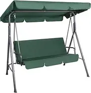 Gardeon Outdoor Swing Chair 3 Seater Green Garden Bench Hanging Seat, Patio Baconly Furniture Chairs, with Adjustable Canopy Cushions Stand Water Resistant 200kg Capacity