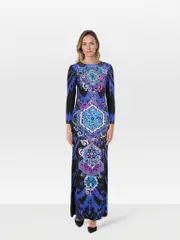 Abstract Patterned Silk Maxi Dress