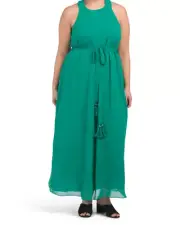 Maxi Dress Summer Chiffon Flowy Bohemian GREEN SIZE 16 PLUS SIZE Halter Top New