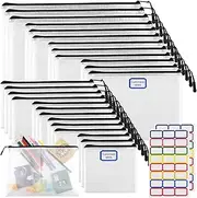 [YOPCDJ] 25pcs Multisize Mesh Zipper Pouch Bags, Waterproof Zipper Bags, 8 Sizes Waterproof Plastic Document Pouch, Multipurpose for Travel Storage, Office Appliances and Home Organize