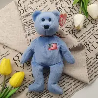 在飛比找Yahoo奇摩購物中心優惠-美國Ty 美國國旗熊毛絨玩偶(藍莓色)