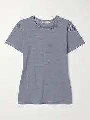 [Nili Lotan] Nili Lotan - Lana Striped Cotton-jersey T-shirt - Navy - small small Blue