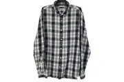 Jeanswest White& Blue Checkered Long Sleeve Button Up Shirt Mens Size L NEW