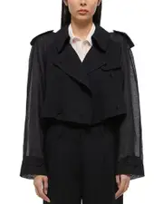 Helmut Lang Wool Blend Cropped Trench Coat